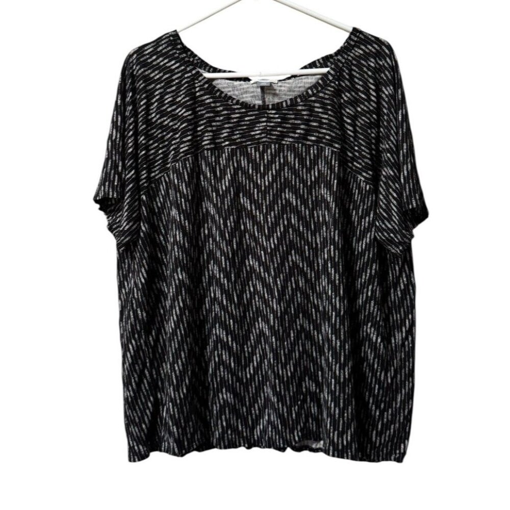 Old Navy Black & White Short Sleeve‎ Women Shirt Size XXL Casual Preppy Comfort